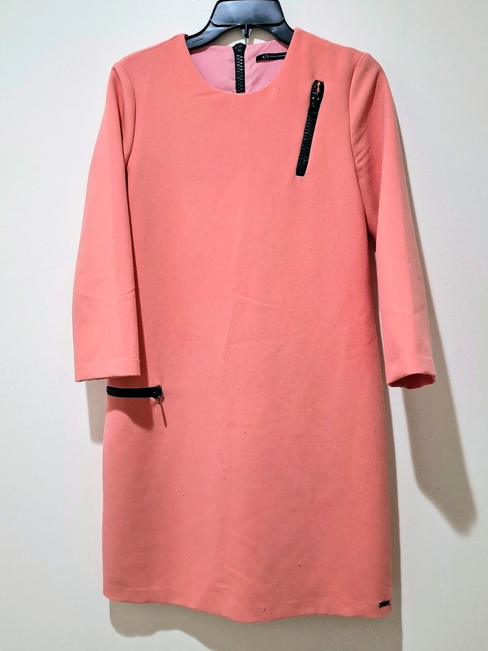 Coral Zipper Pocket Mini Dress • Like New • Armani Exchange